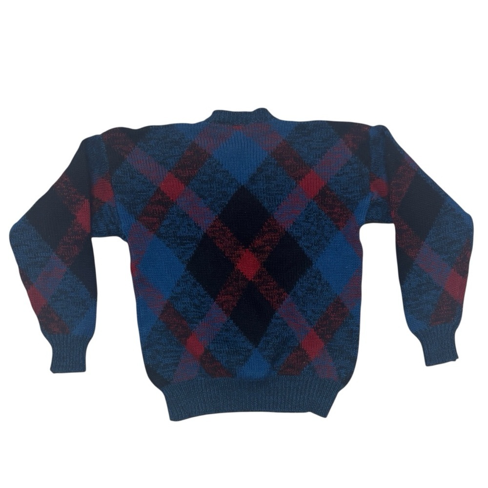 Vtg Mens Lg 100%  Wool Argyle Crewneck Sweater Cabin Heritage Grandpa Claiborne - Picture 2 of 6